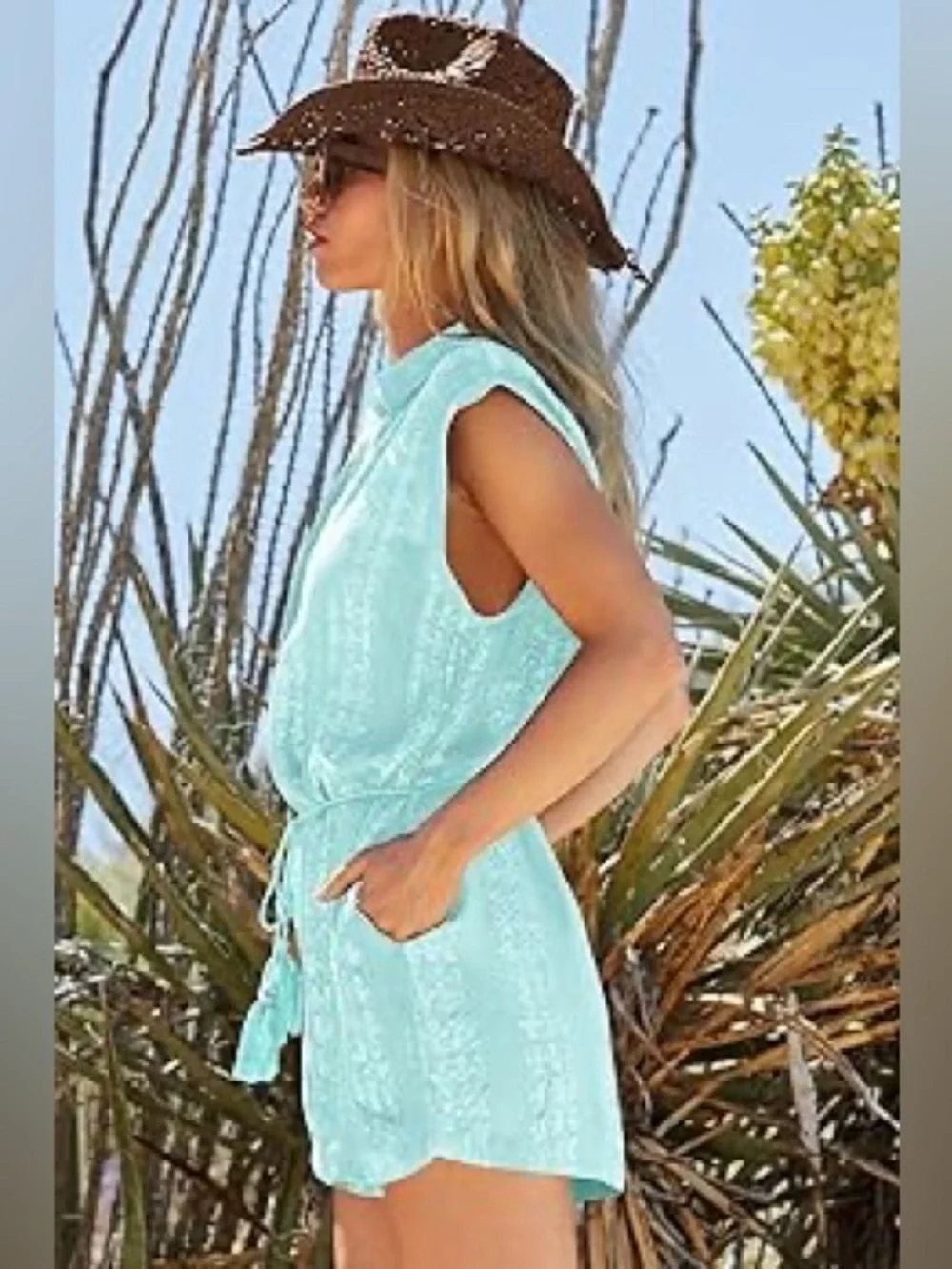 Isabella Rose Aqua Swim Cover Up Romper sz M